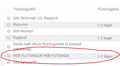 Þarf að velja frír flutningur
